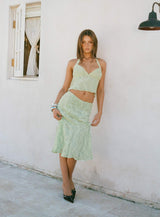 Aspyn Embroidered Midi Skirt Sage Green