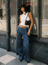 Day Dream Mid Rise Straight Leg Jeans Dark Blue Wash