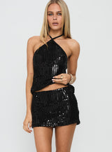 Zelaia Shimmer Mini Skirt Black