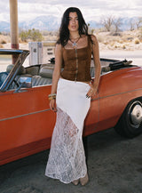 Castelli Lace Maxi Skirt White