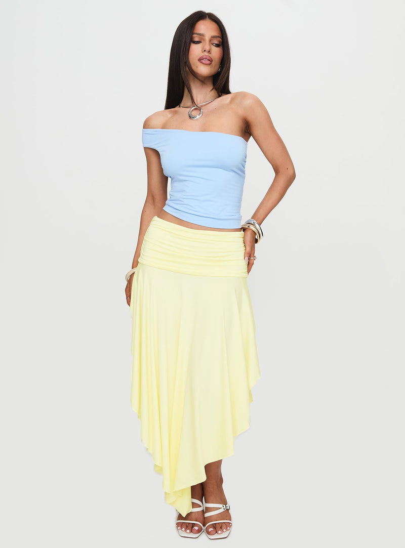 Symphonia Asymmetrical Midi Skirt Butter Yellow