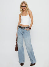 Serenitia Mid Rise Straight Leg Jeans Light Wash