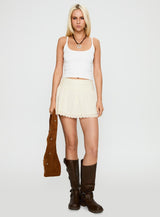Fairylike Broderie Mini Skirt Ivory