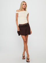 Amryn Eyelet Mini Skirt Brown