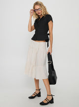Cascades Low Rise Midi Skirt Beige / White Stripe