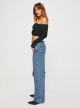 Jankins Low Rise Straight Leg Jeans Mid Wash