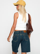 Cult Classic Longline Denim Shorts Vintage Wash