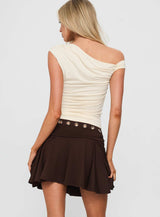 Amryn Eyelet Mini Skirt Brown