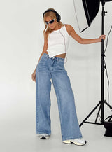 Naylor Mid Rise Wide Leg Jeans Light Blue Wash