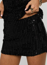 Zelaia Shimmer Mini Skirt Black