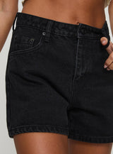 Saldana Shorts Washed Black Denim