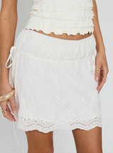 Rosamaria Broderie Tiered Mini Skirt White