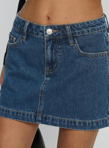 Nickei Denim Mini Skirt Mid Wash Lower Impact