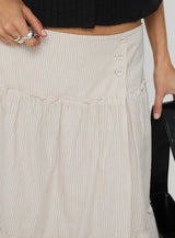 Cascades Low Rise Midi Skirt Beige / White Stripe