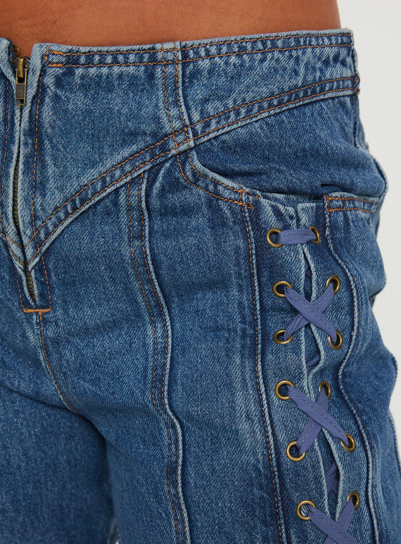 Day Dream Mid Rise Straight Leg Jeans Dark Blue Wash