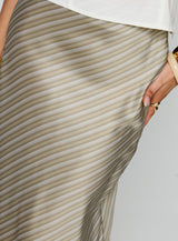Mixed Signals Midi Skirt Brown Stripe