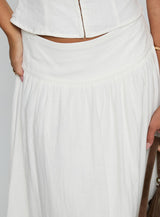 Heart Of Gold Linen Blend Midi Skirt White