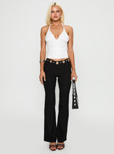 True Grit Eyelet Flare Pants Black