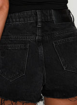 Reflecting Mid Rise Denim Shorts Black Wash