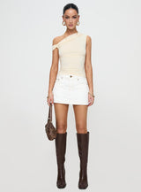 Nicolina Low Rise Denim Mini Skirt Ecru