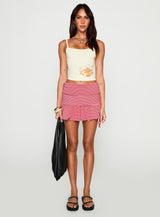Bumblebee Ruched Mini Skirt Pink Stripe