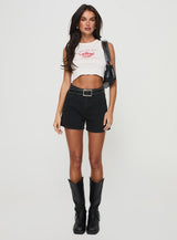 Saldana Shorts Washed Black Denim