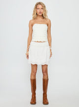 Rosamaria Broderie Tiered Mini Skirt White