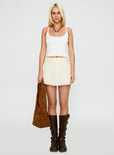 Fairylike Broderie Mini Skirt Ivory