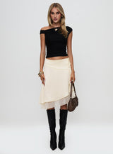 Rosemead Satin Midi Skirt Cream