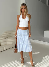 Cascades Low Rise Midi Skirt Blue / White Stripe