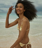 CAPRI BIKINI TOP -- CITRON PANSY FLORAL