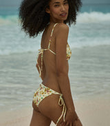 CAPRI BIKINI TOP -- CITRON PANSY FLORAL