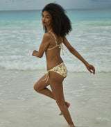 CAPRI BIKINI TOP -- CITRON PANSY FLORAL
