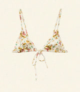 CAPRI BIKINI TOP -- CITRON PANSY FLORAL