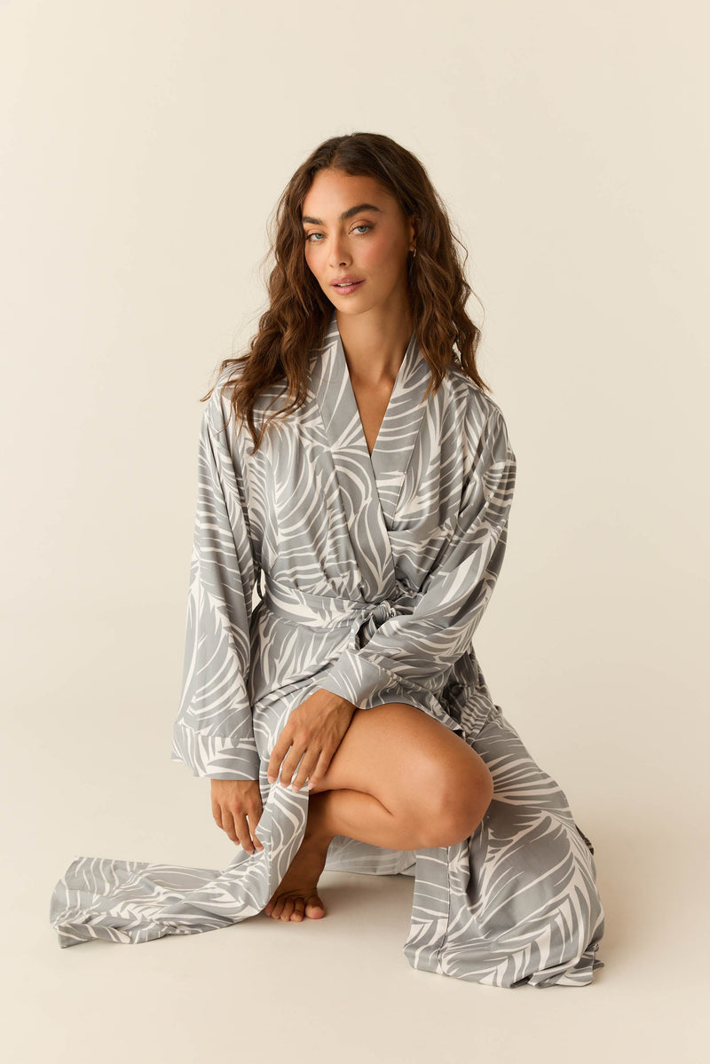 Kaia Cloud Jersey Kimono Robe in Whisper