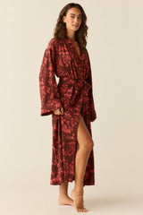 Kaia Cloud Jersey Kimono Robe in Botanical