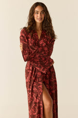 Kaia Cloud Jersey Kimono Robe in Botanical