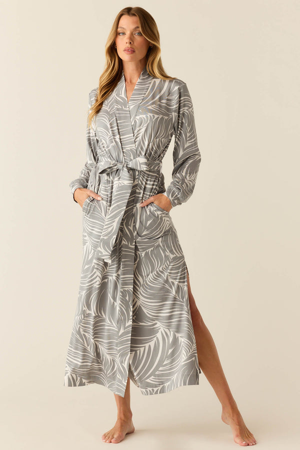 Skyler Cloud Jersey Banded Long Robe in Whisper