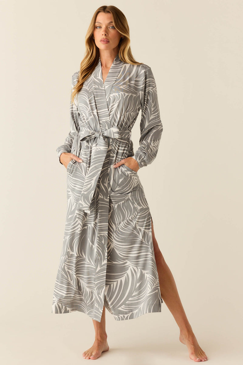 Skyler Cloud Jersey Banded Long Robe in Whisper