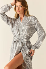 Skyler Cloud Jersey Banded Long Robe in Whisper