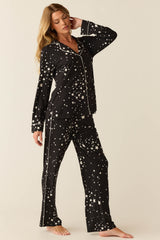 Winter Cloud Jersey PJ Set in Black Stars