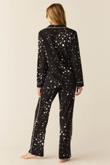 Winter Cloud Jersey PJ Set in Black Stars