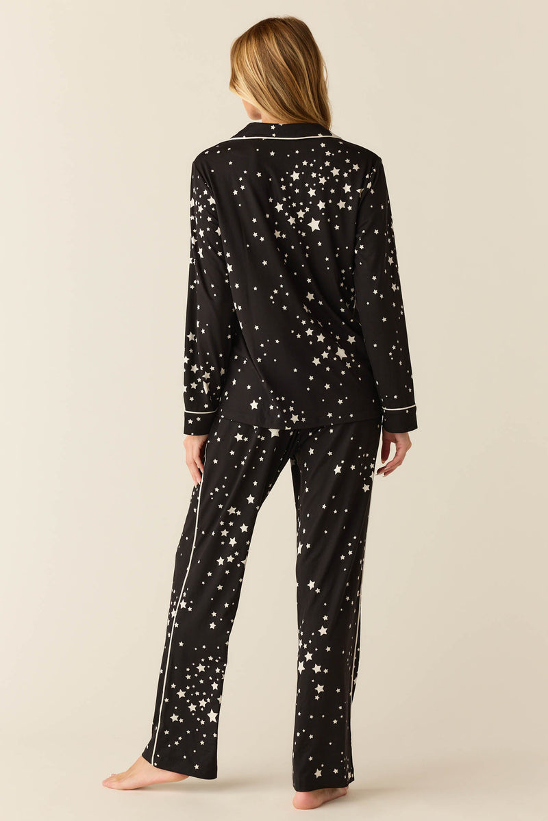 Winter Cloud Jersey PJ Set in Black Stars