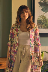 Floral Long Sleeve Longline Blouse