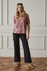 Abstract 1/2 Sleeve Relaxed Top