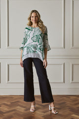 Leaf Print 3/4 Sleeve Layered Tunic Top