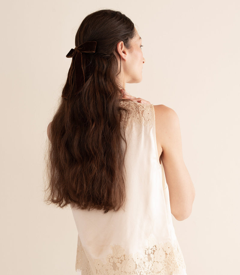 LALA BOW BARRETTE -- CHOCOLATE VELVET
