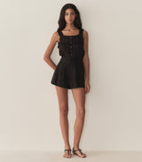 LARUE LINEN SHORT -- BLACK