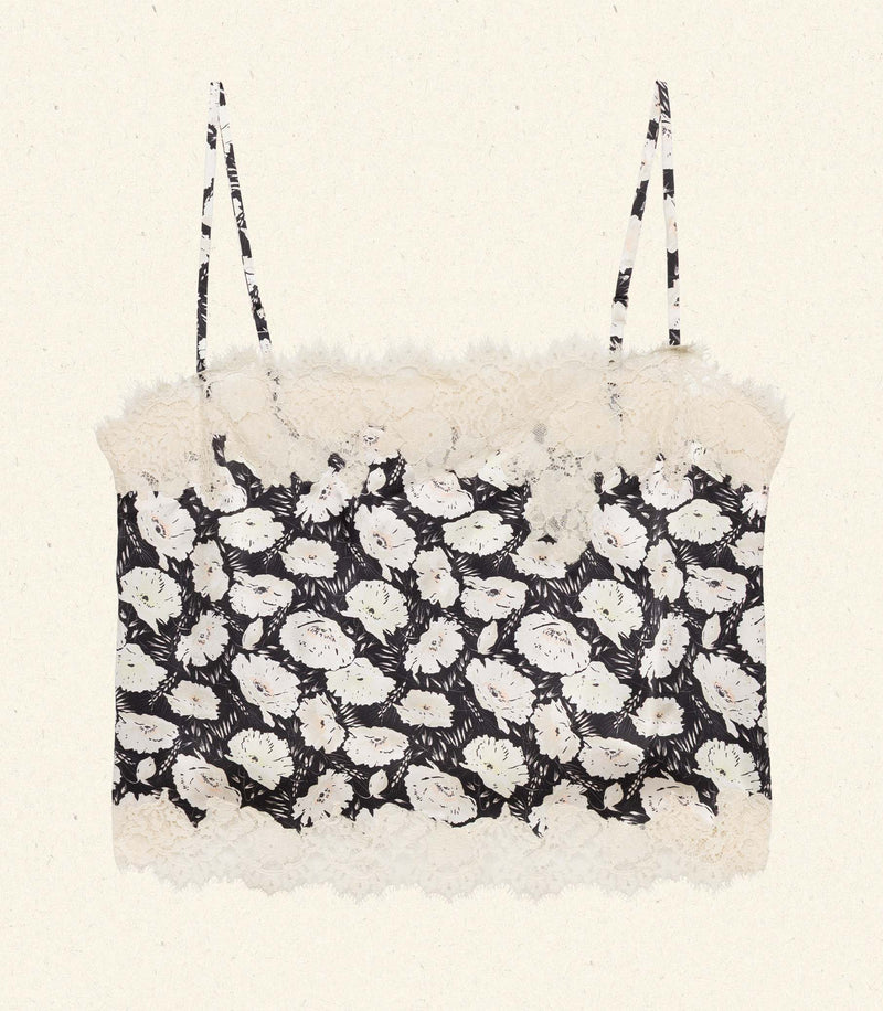 LOURE TOP -- NOIR FLEURS D'ANEMONE
