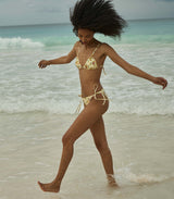 POSITANO BIKINI BOTTOM -- CITRON PANSY FLORAL